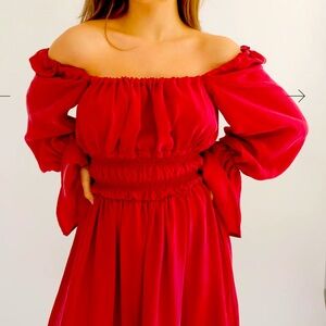 Vegan Silk Red Willa Dress Oh Seven Days M